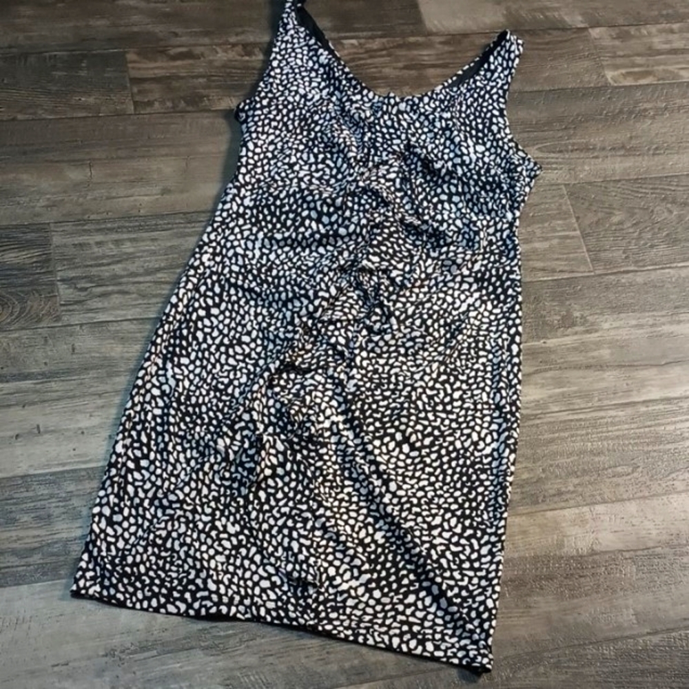 Sleveless Freckled Patterned Midi Dress - Picture 3 of 14